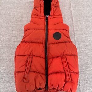LITMUS Kids Size Small Orange Puffer Vest Hooded Quilted Padded Gilet Boys Girls